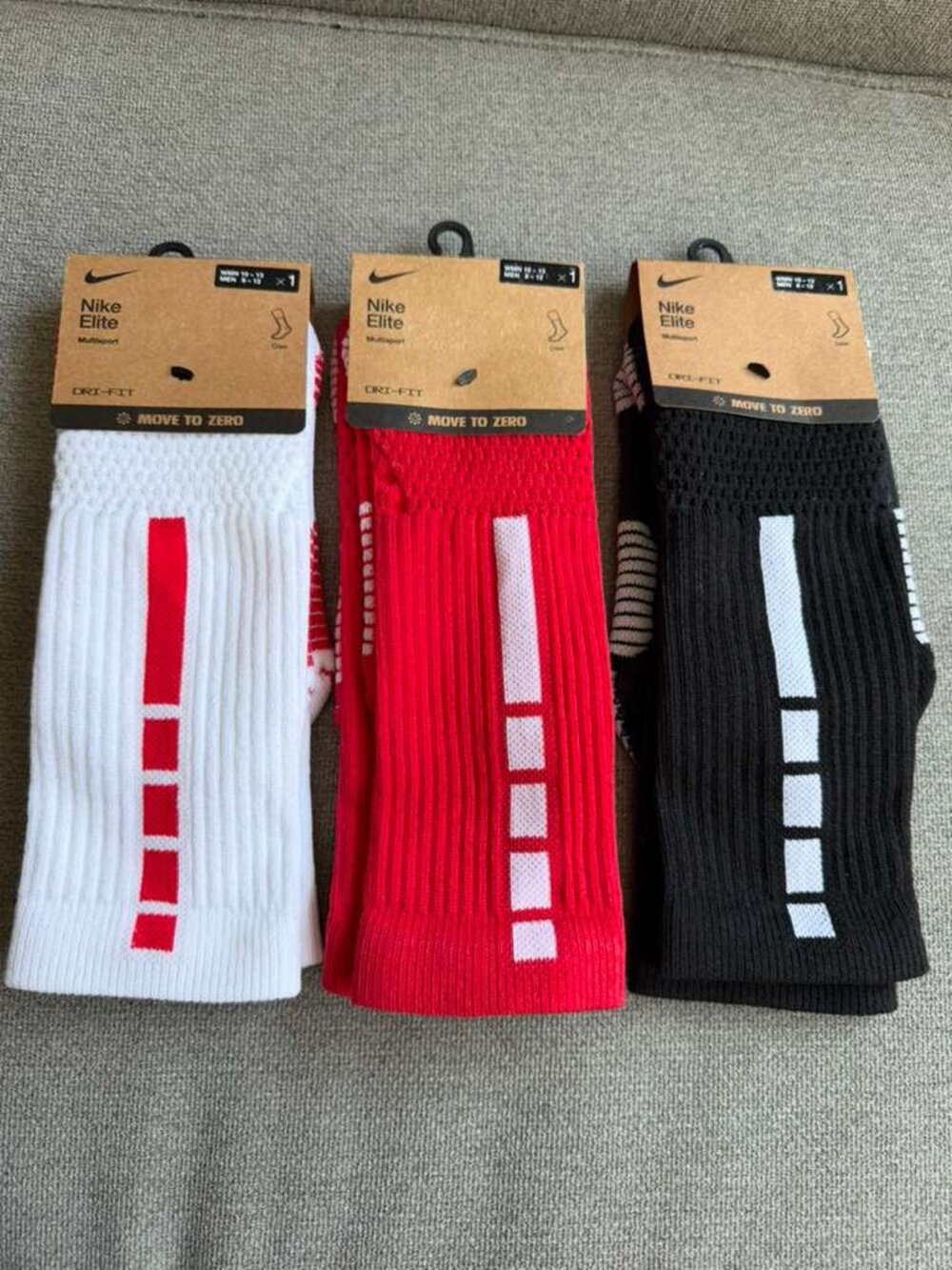 Nike 3 pair Elite Basketball Crew Socks White Black Red